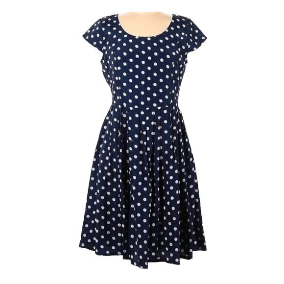 Flying Tomato Navy Mini Dress White Polka Dots Size Small - Picture 1 of 5